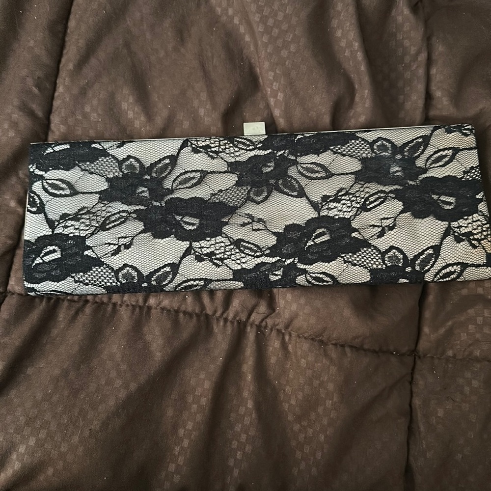 Black and Beige Lace Clutch